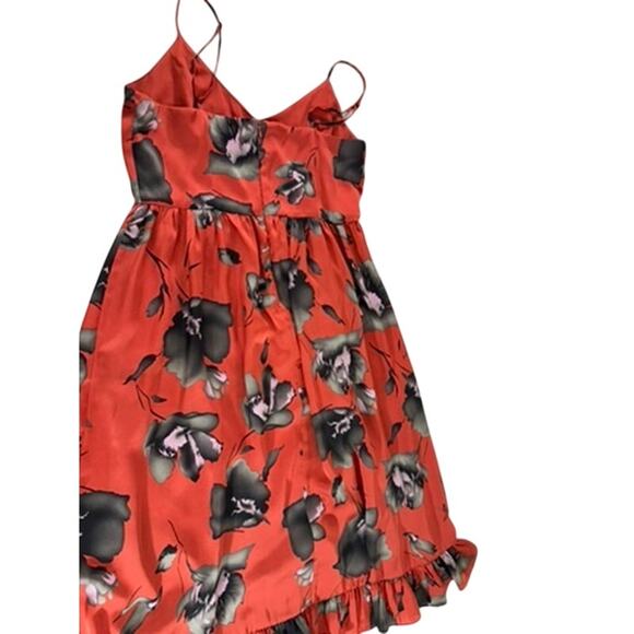 "AVEC LES FILLIES" ORANGE W/BLACK FLORAL SUNDRESS SZ 10 FAIRY BEACH BOHO RUFFLES - Picture 10 of 12